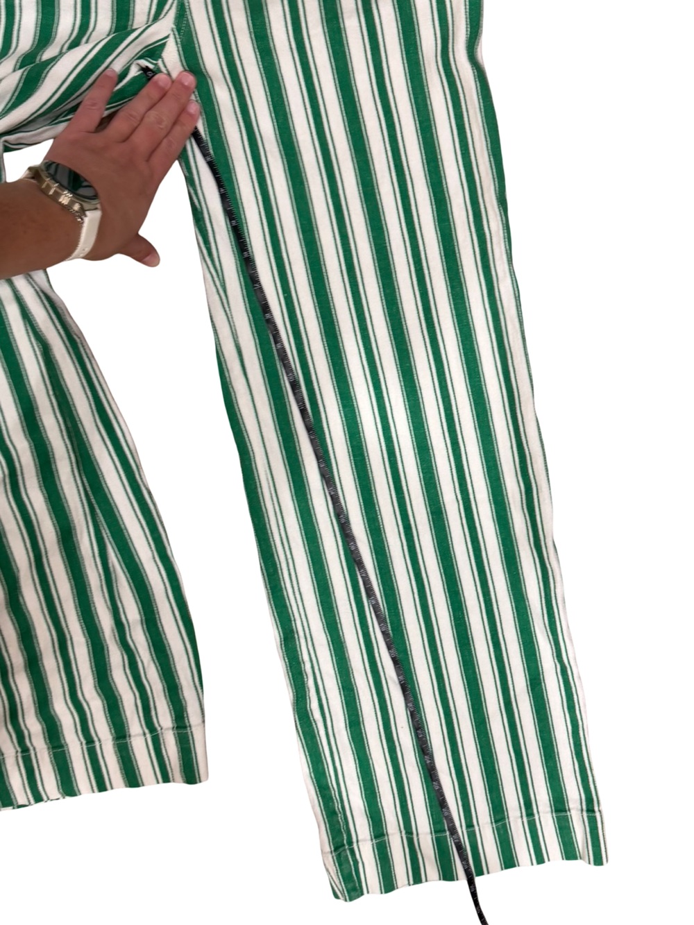 ๐ฟ Maeve Anthropologie The Colette Striped Wide-Leg Pants Green White Size 28 - Picture 10 of 14